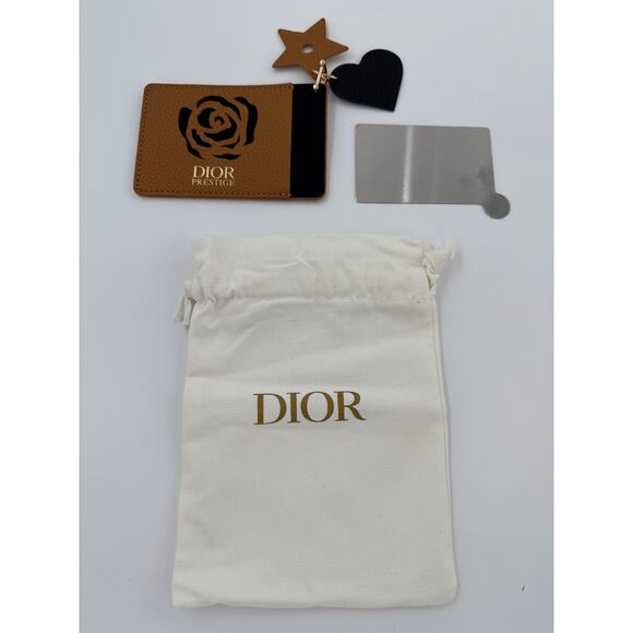 Dior Prestige card holder or wallet in brown and black leather with a rose motif - Picture 1 of 5
